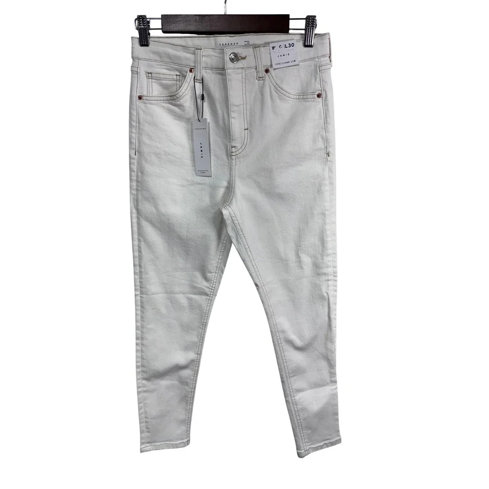 Topshop Jamie White High‎ Waisted Skinny Jeans Minimalist Women's 8
